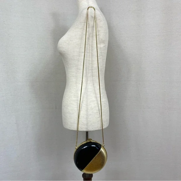 Nine West Round Black/Gold Clutch Bag - Picture 4 of 5